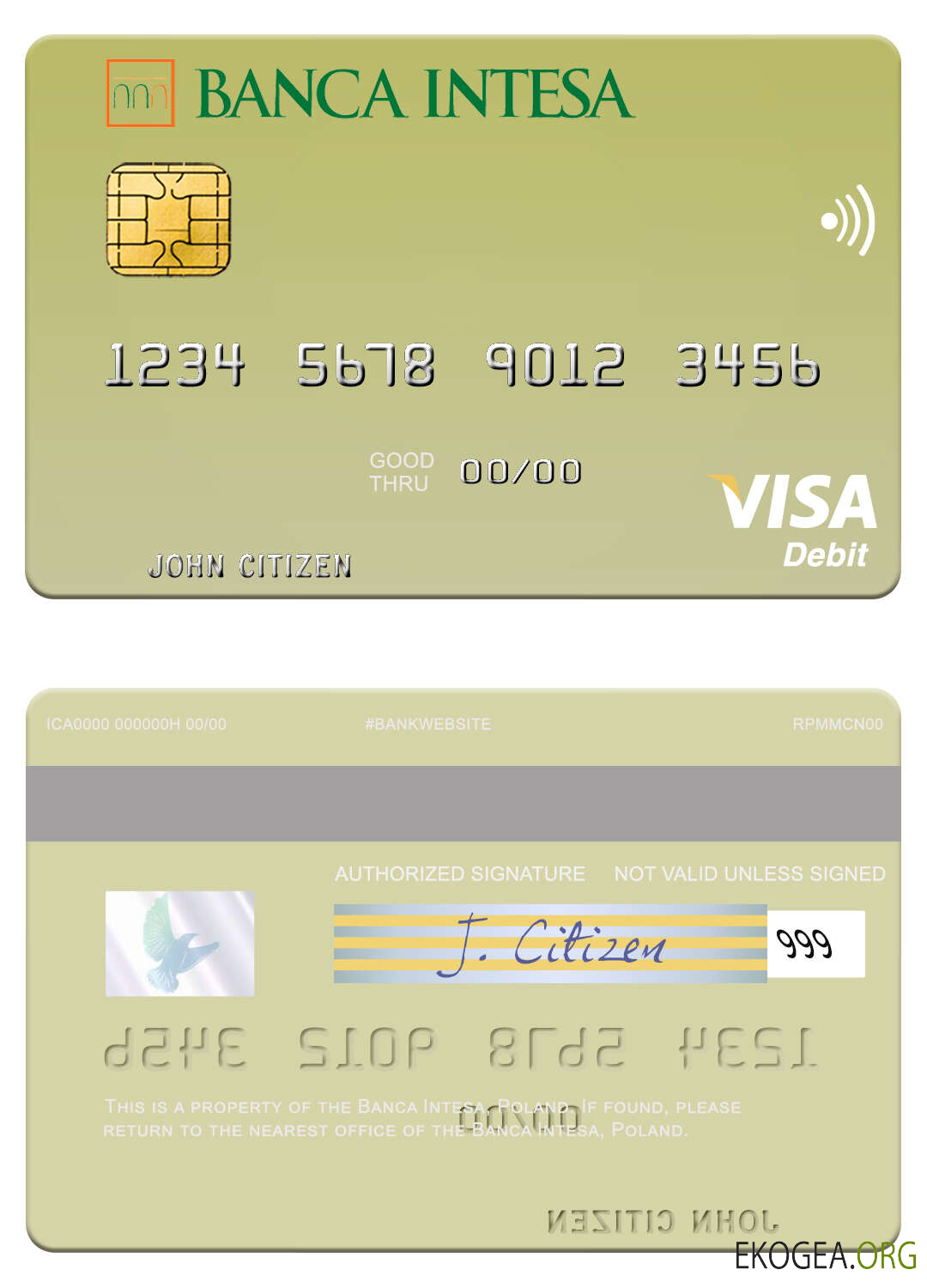 Carte de débit visa Pologne Banca Intesa